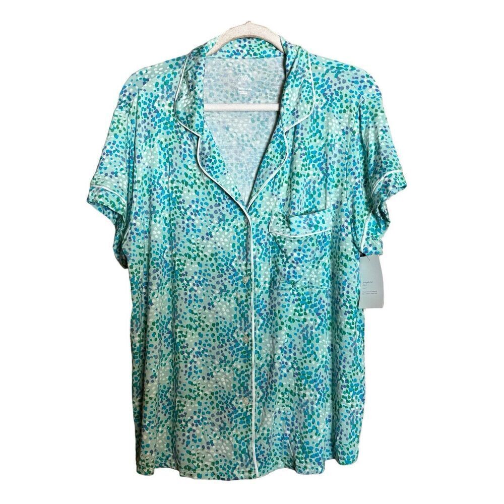 Stars Above Pajama Top Womens Extra Large XL Multicolor Print Button Blouse
